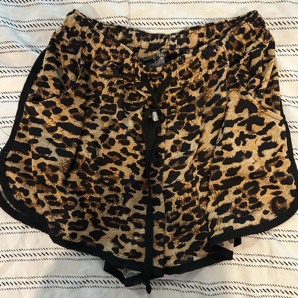 Leopard Print Drawstring Shorts